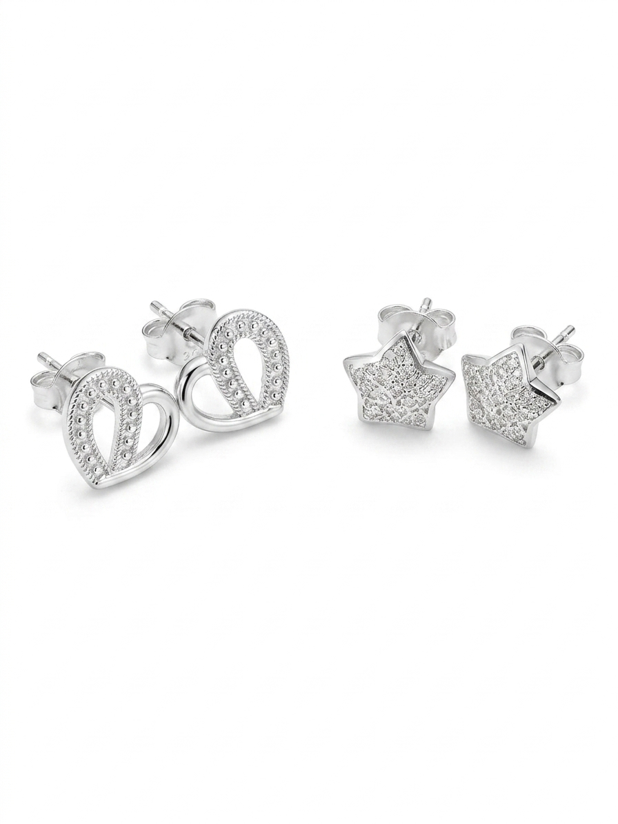 Set de Broqueles "Universo del Amor" en Plata de Alta Pureza