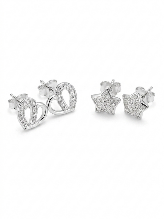 Set de Broqueles "Universo del Amor" en Plata de Alta Pureza