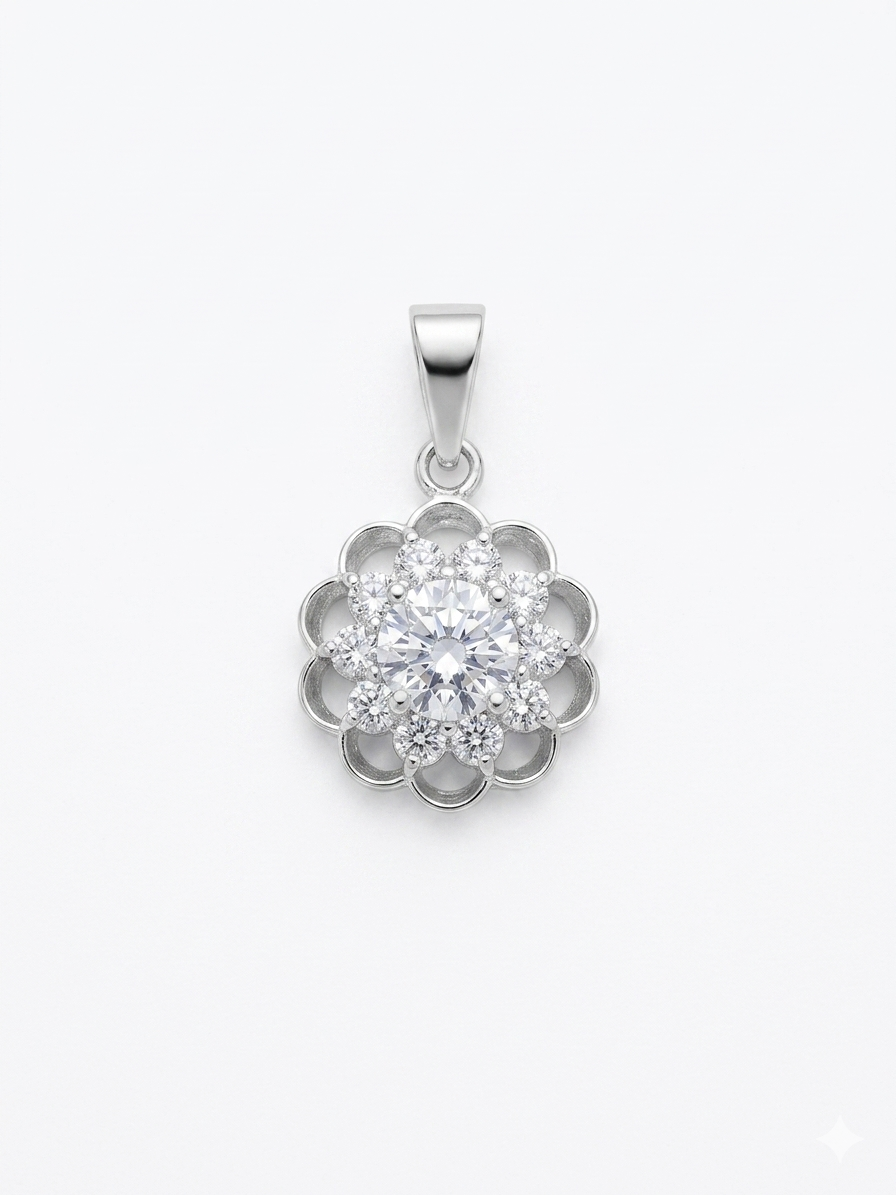 Dije flor con piedra