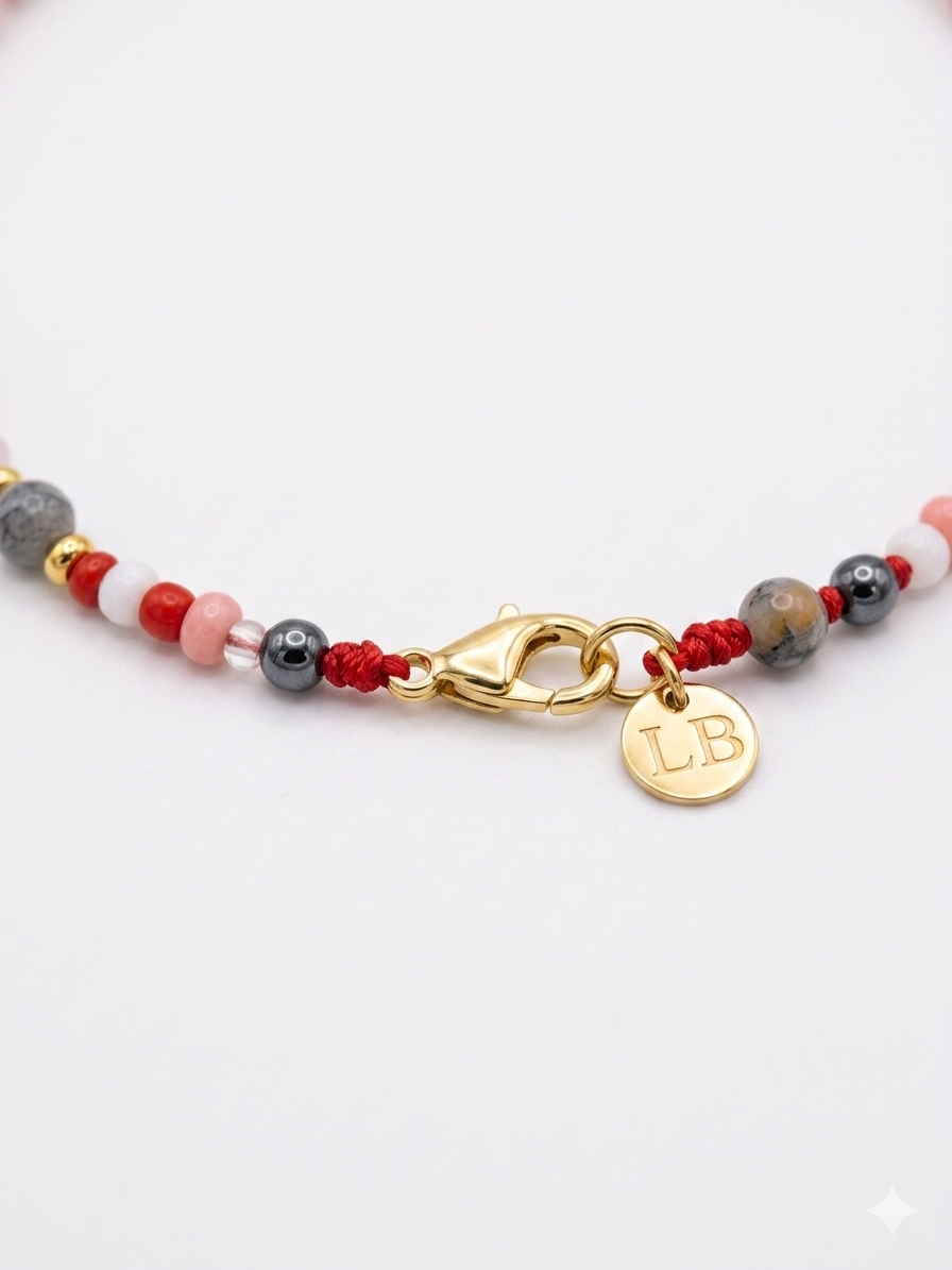 Collar de Protección y Armonía: Mini Cristales con Cuarzo Rosa (45 cm)